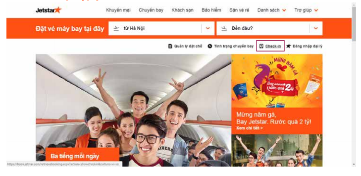 Thủ tục check in online Jetstar