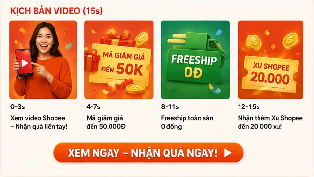 Xem Video Ngắn nhận Ưu Đãi từ Shopee