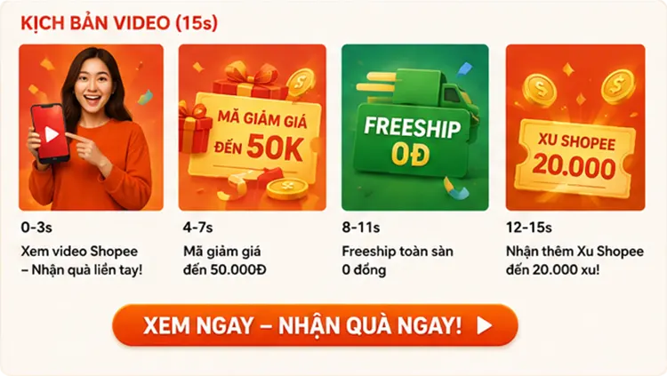 Xem Video Ngắn nhận Ưu Đãi từ Shopee